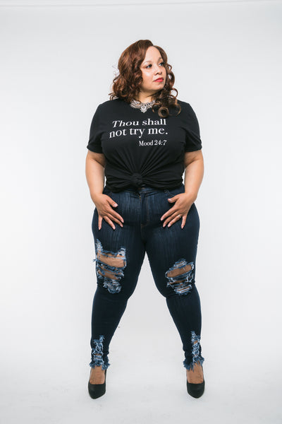 GET EM' GIRL DISTRESSED JEANS - PLUS- FINAL SALE