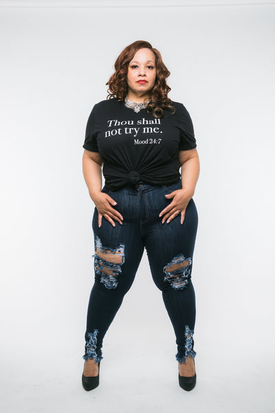 GET EM' GIRL DISTRESSED JEANS - PLUS- FINAL SALE